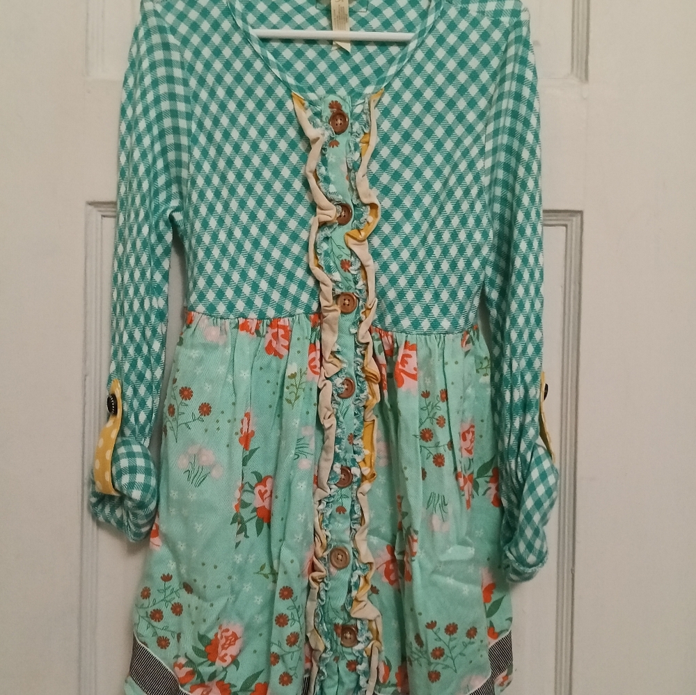 Matilda Jane Floral Gingham Long Sleeve Dress Pecan Pie Joanna Gaines 10